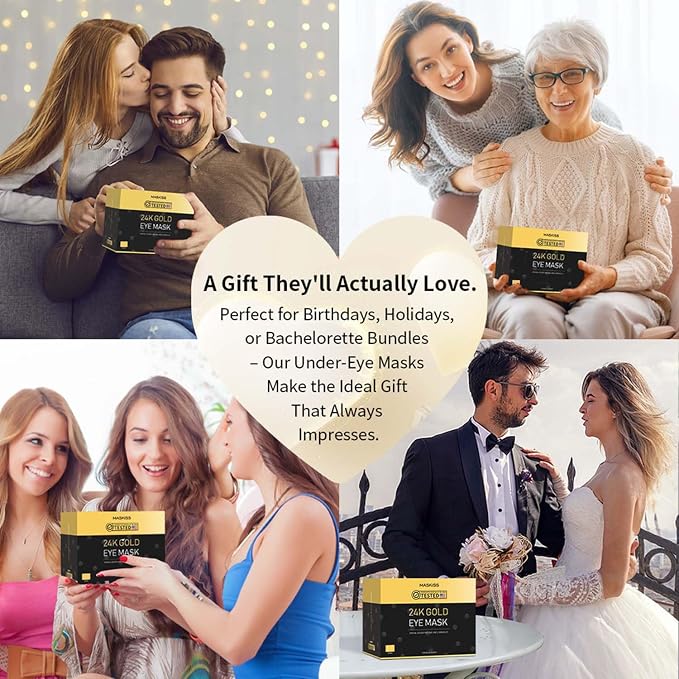 Maskiss 24k Gold Under Eye Patches (30 Pairs), Eye Mask, Collagen Skin Care Products, Eye Patches for Puffy Eyes, Eye Masks for Dark Circles and Puffiness.