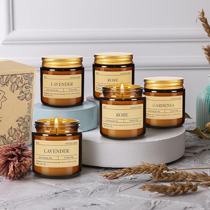 Scented Candle Set 24 Pack (3.05oz Each) - Aromatherapy Candles with Essential Oils, Smokeless Soy Wax Candles in 12 Scents, Gift for Women/Mom, Valentine/Mother's Day/Christmas/Birthday