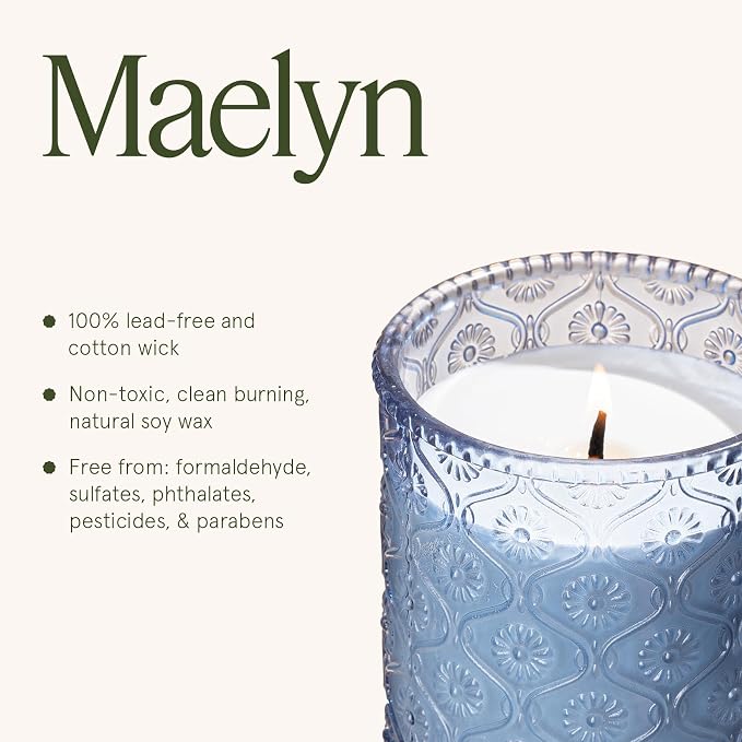 LA JOLIE MUSE Citrus Mint Scented Candles for Home, Natural Soy Wax, 40 Hrs | Luxury Bule Jar Candle, Clean Non Toxic, Gift for Women & Men, Decorative Fresh Candles, Spring Summer Candles, Bergamot Yuzu