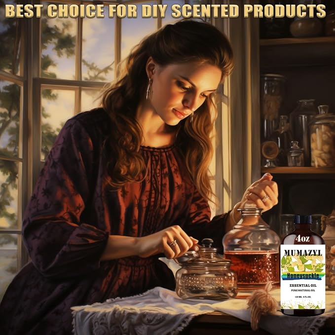 Honeysuckle Essential Oil, Honeysuckle Oil 4 Fl Oz 120ML for Diffuser Humidifier Yoga Cleaning DIY Candle Soap Making MUMAZYL Essential Oils