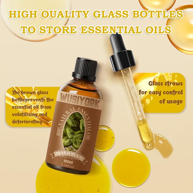 Marjoram Essential Oil 100ML - 100% Pure and Natural Therapeutic Grade Oils for Aromatherapy Diffuser - 3.4 Fl Oz/Marjoram