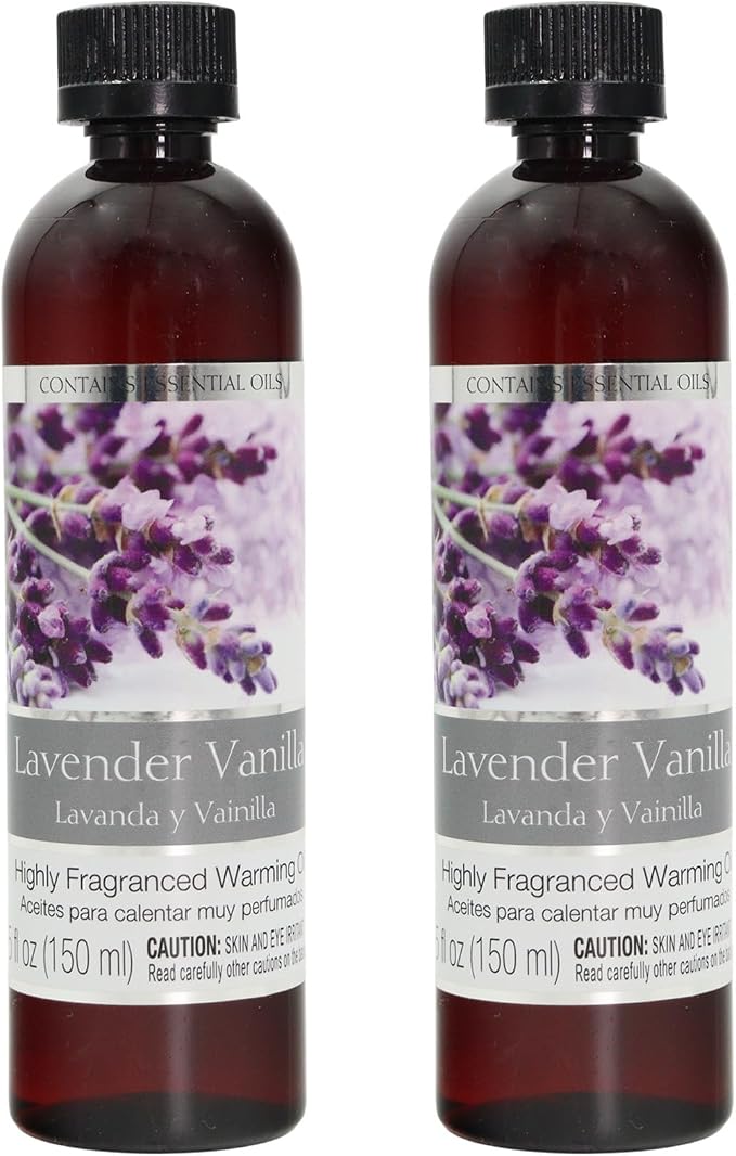 Hosley's Set of 2, 5 oz Lavender Vanilla Fragrance Warming Oils. Ideal Gift for Weddings, spa, Reiki, Meditation, Bathroom Settings. P1