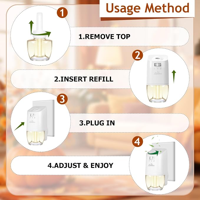 Plug In Air Freshener Refills - Citronella Lemongrass Fragrance, 12 Count Aromatherapy Oil Diffuser for Home, Bathroom and Outdoors - Compatible with Air Wick, Compatible with Glade