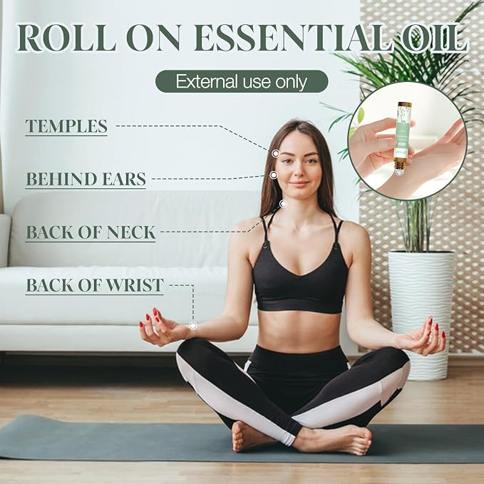 Essential Oils Roll On Set 12 Pack -(Calm, Renew, Soothe, Dream, Head Ease, Frankincense & Myrrh) Relaxation Self Care Gifts,Aromatherapy Oil with Roller Ball - Stress Relief Gifts for Women and Men