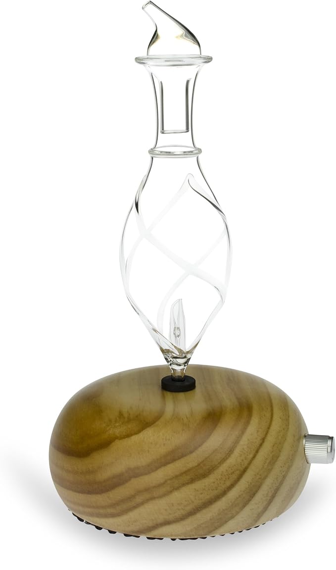 ArOmis Premium Glass Essential Oils Nebulizer - Waterless Diffuser for Aromatherapy - Handmade Oil Diffuser, Wooden Base, No Plastic, No Heat, No Battery, No LEDs - Orbis Lux Vitis