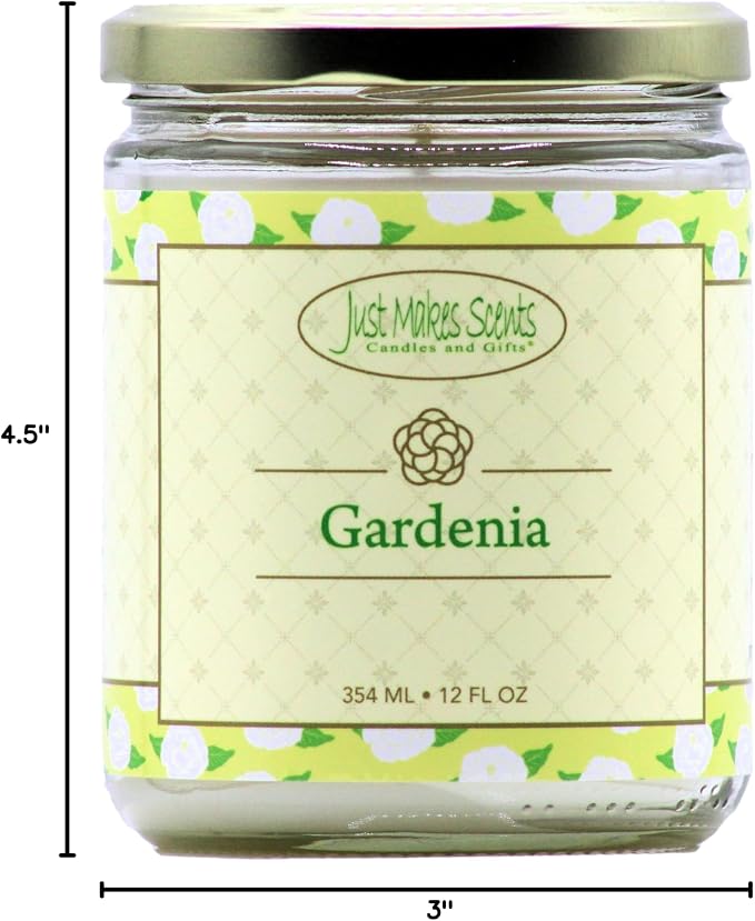 Gardenia Scented Blended Soy Candle by Just Makes Scents (12 oz)