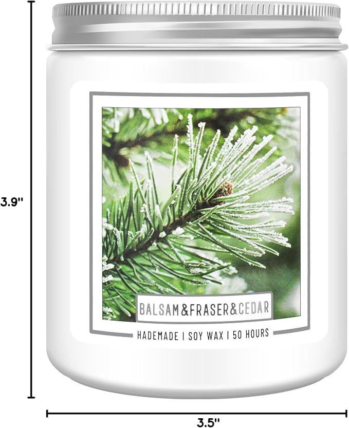 Homsolver Balsam Fir Pine Candle, Christmas Scented Candles, Holiday Natural Soy Candles with 50+ Hour Burn Time, Fir Cedar Tree Scent Gifts for Women Men, Wedding Favors for Guests, Souvenir Gifts