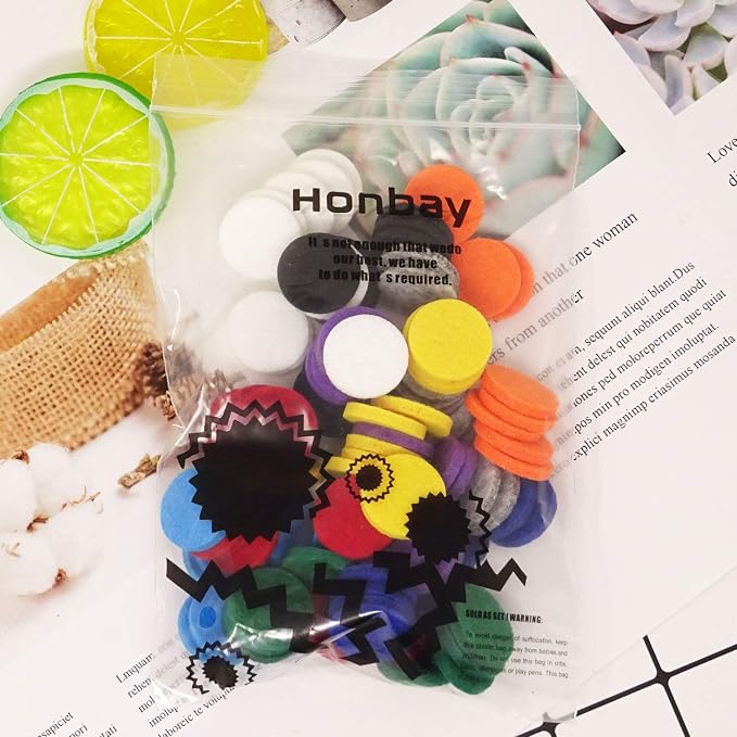 Honbay 100PCS Replacement Felt Pads 22mm Essential Oil Refill Pads for 30mm Locket Necklace Bracelet or Car(0.87inch, 10color) (22mm)