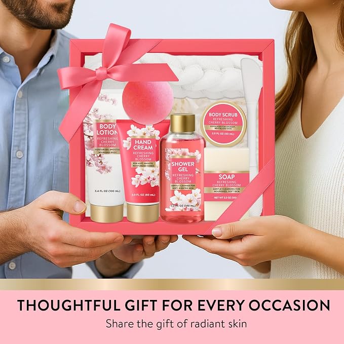 Spa Luxetique Gifts for Women 8pcs Bath and Body Works Gift Set for Women Cherry Blossom Spa Gift for Womens Self Care Birthday Gifts for Womens Wife Sister Girlfriend Friend