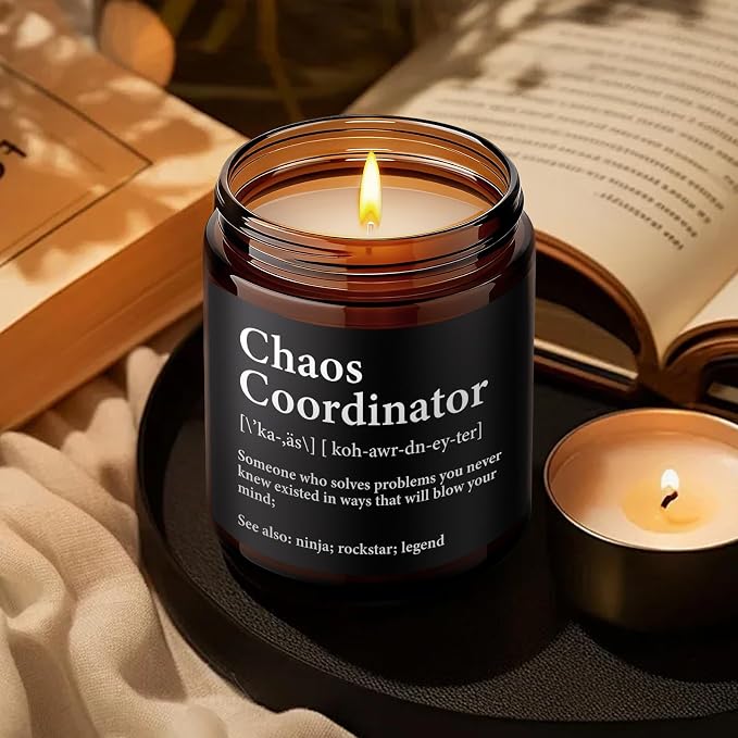 Chaos Coordinator Candle Gifts for Women Men, Funny Staff Appreciation Gift for Boss Leader, Thank You Candle for Manager Office Coworkers Mom Dad Teacher Friend Her Him Work Anniversary-52