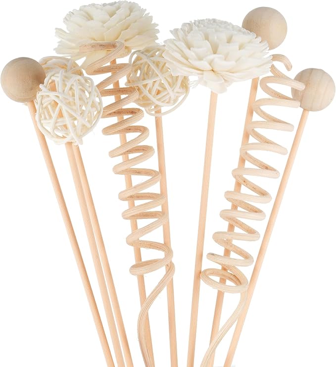 Reed Diffuser Stick,WUTAOBON 10Pcs 10Inch Natural Rattan Flower Reed Fragrance Diffuser Set, Fragrance Diffuser Replacement Rattan Sticks Home Decor (Primary Color)