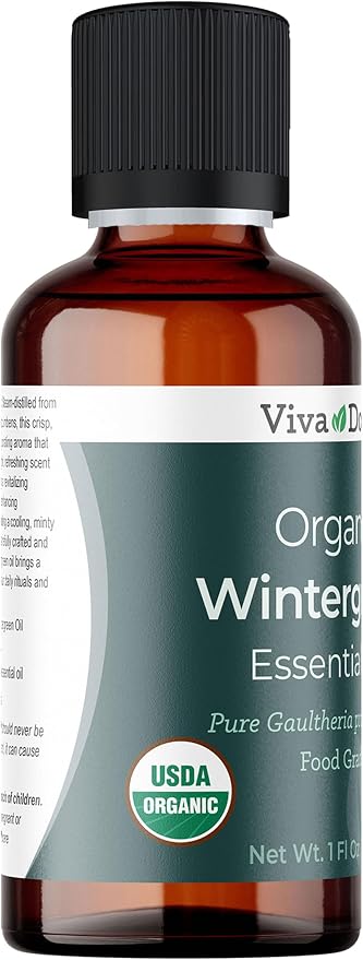 Viva Doria Wintergreen Essential Oil, USDA Certified Organic Wintergreen Oil, 100% Pure, Natural Essential Oil, Undiluted, for Aromatherapy | Food Grade, 30 mL (1 Fluid Ounce)