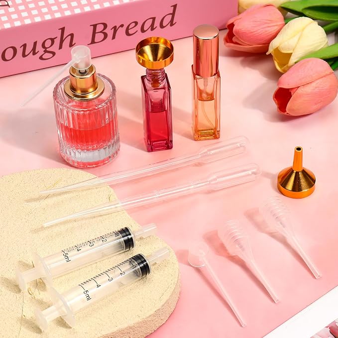 10pcs Perfume Refill Tool Kit,Plastic Perfume Dispenser Transfer Tools,Travel Refill Tool Set for Liquid Cologne Fragrance Sample Essential Oils (Golden, 5ml/10pcs)