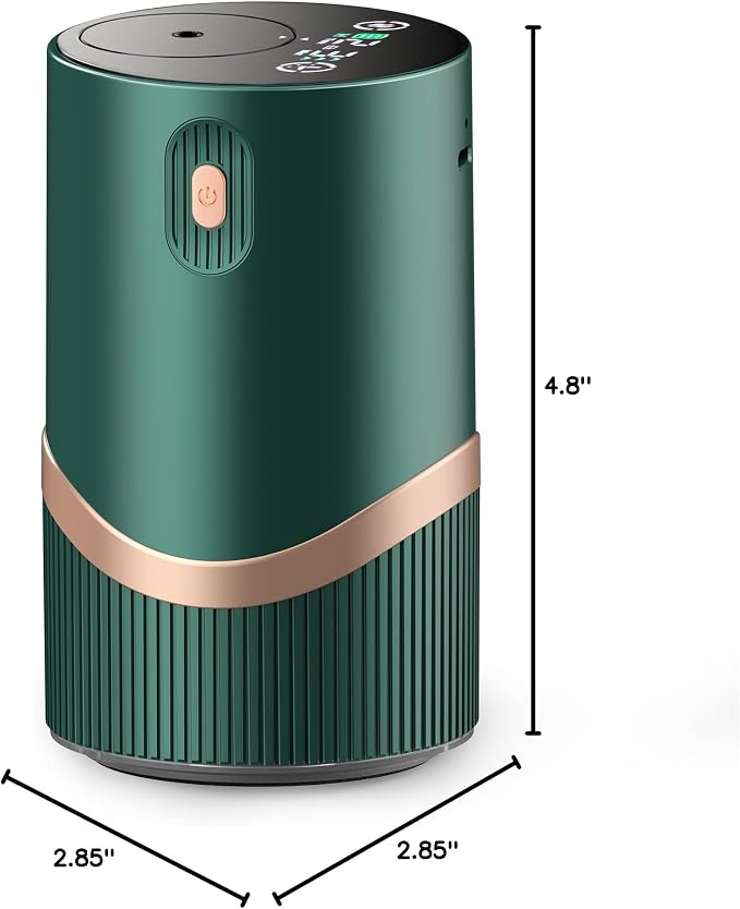 JUANANIUG Waterless Essential Oil Diffuser Portable: Rechargable Aromatherapy Diffuser for Car and Home - 4 Concentration Adjustments and Timers - Gifts for Christmas Home (Dark Green)