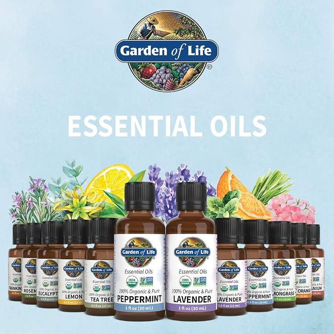 Garden of Life Lemon Essential Oil – 100% Pure Essential Oil for Diffuser, Aromatherapy, Meditation, Joyful and Refreshing, USDA Organic, Non-GMO, 0.5 fl oz
