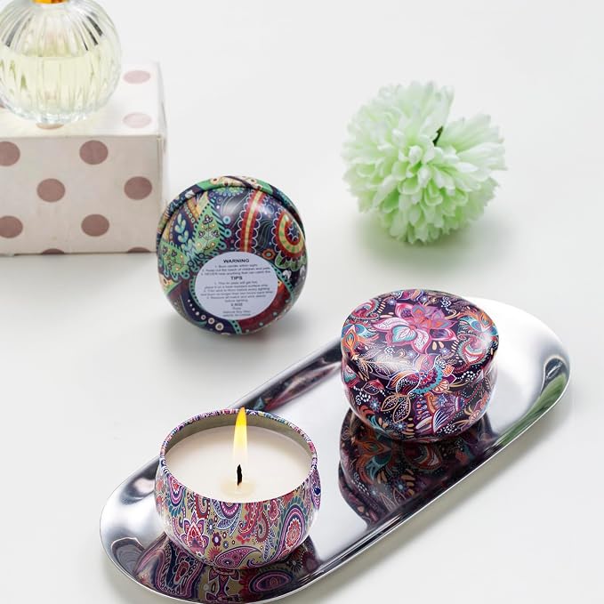 Hausware 3 Pack Scented Candles, 2.5 oz Aromatherapy Candles with Floral Scents,Soy Candles Set with 72H Burning Time,Ideal Gift for Women (Lavender+Vanilla+Rose)