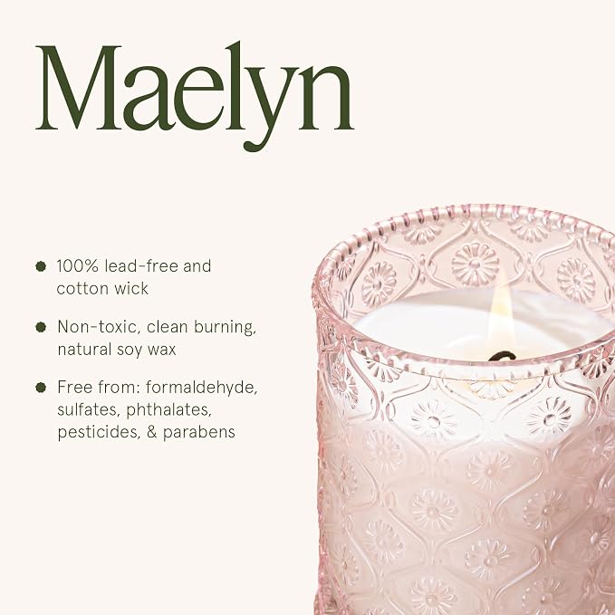 LA JOLIE MUSE Santal Rosé Scented Candles for Home, Natural Soy 40 Hrs | Luxury Pink Jar Candle, Clean Non Toxic Wax, Gifts for Women, Floral Decorative Candles for Candle Warmer, Sandalwood Rose