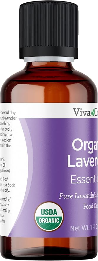 Viva Doria Lavender Essential Oil, USDA Certified, Organic Lavender Oil, 100% Pure, Natural Essential Oil, Undiluted, for Aromatherapy | Food Grade, 30 mL (1 Fluid Ounce)