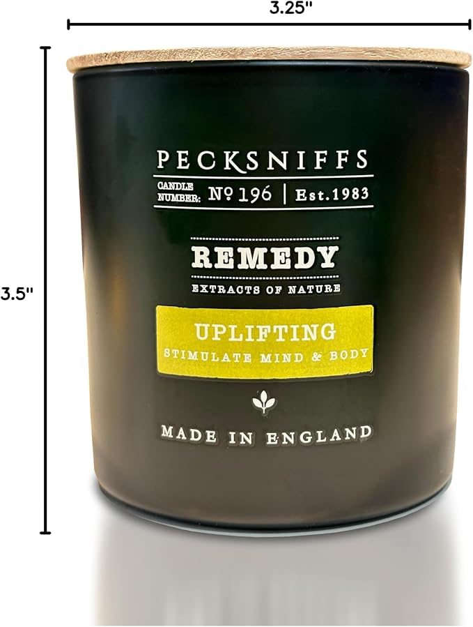 Pecksniff’s Aromatherapy Uplifting Candle 3 Wick 18.16 oz/515 g, Citrus Green Tea Fragrance, Grapefruit Lemon Notes, Energizing Luxury Glass Candle for Home and Gifts