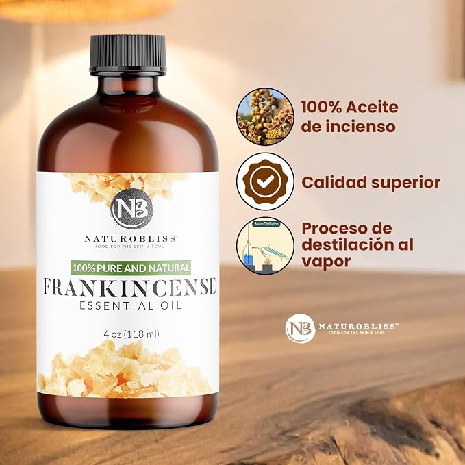 NaturoBliss 100% Pure Frankincense Essential Oil Therapeutic Grade Premium Quality (4 fl. oz) with Glass Dropper, Perfect for Aromatherapy