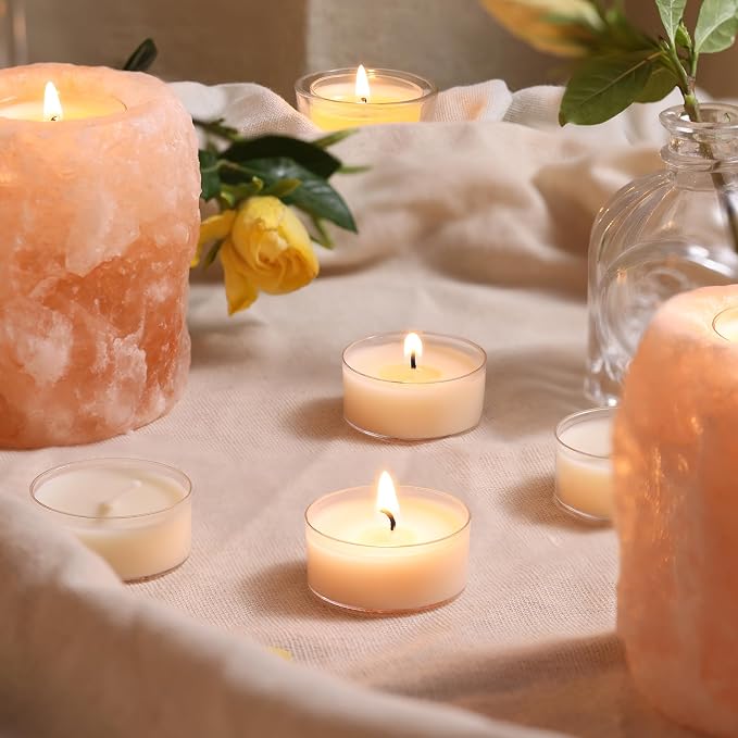 DEVI Moonlit Gardenia Scented Tea Lights Candles 12 Pack, 3.5-4 Hours Natural Palm Tea Candles Bulk for Home Scented, Highly Scented Small Votives with Essential Oils for Home Aromatherapy, Gifts