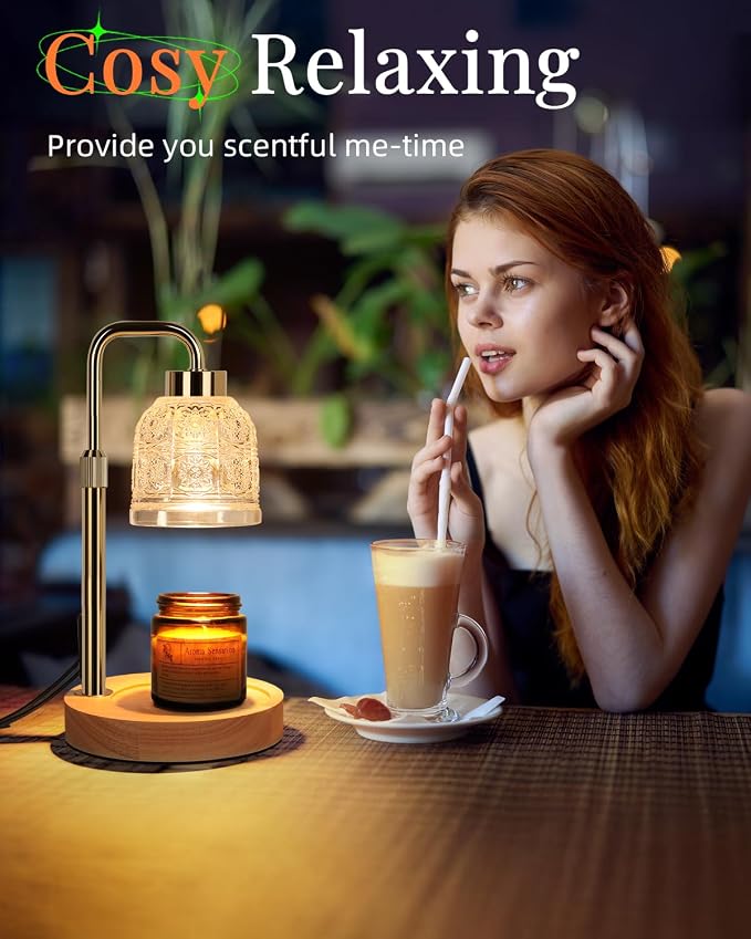 AIFEI Candle Warmer Lamp with Timer, Dimmable Adjustable Height Candle Lamp, Birthday Gifts for Women Mom Sister Friends, House Warming Gifts New Home Decor, Candle Lamp Warmer with 2 Bulbs - Gold