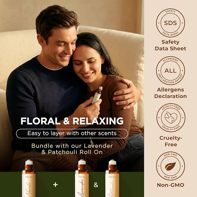 Gya Labs Neroli Essential Oil Roll On - 0.34 Fl Oz - Travel Size Roller for Camping, Skin, Aromatherapy Relief, Convenience