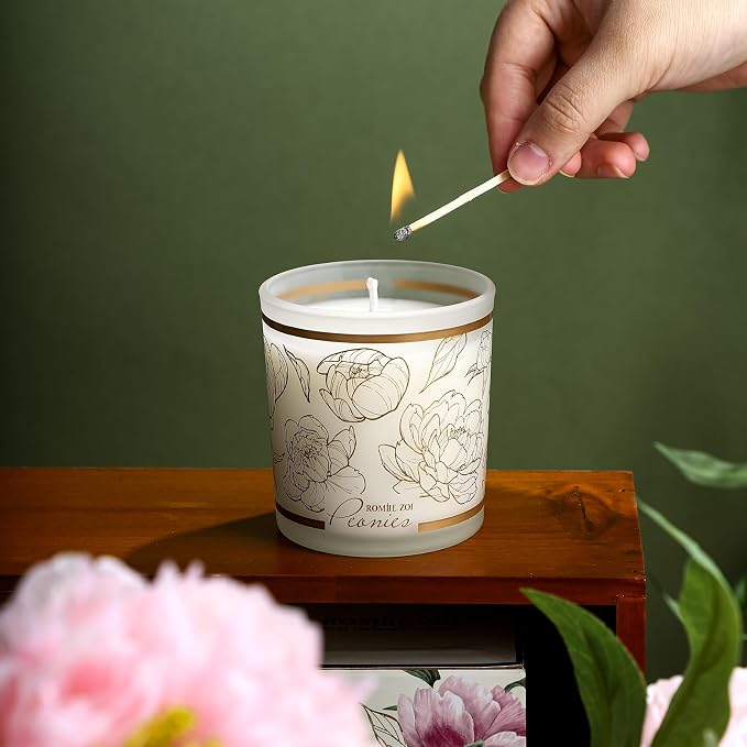 ROMIIE ZOI Scented Candle - Peony - 6oz Aromatherapy Soy Wax Jar Candle for Home, Gifts for Women - 170g