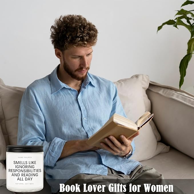 Book Lovers Gifts for Women, Funny Gifts for Book Lovers, Bookish Christmas, Birthday Gift for Bookworm, Librarian, Booklover, Soy Wax Lavender Scented Candle