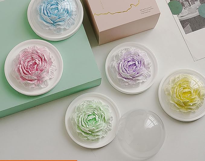 Essential Oil Passive Flower Diffuser with Fragrance -Non-Electric Peony Flower Porcelain Aromatherapy Diffusers for Small Room, Desk Decorative, Bathroom (Yellow, Chamomile Scent)