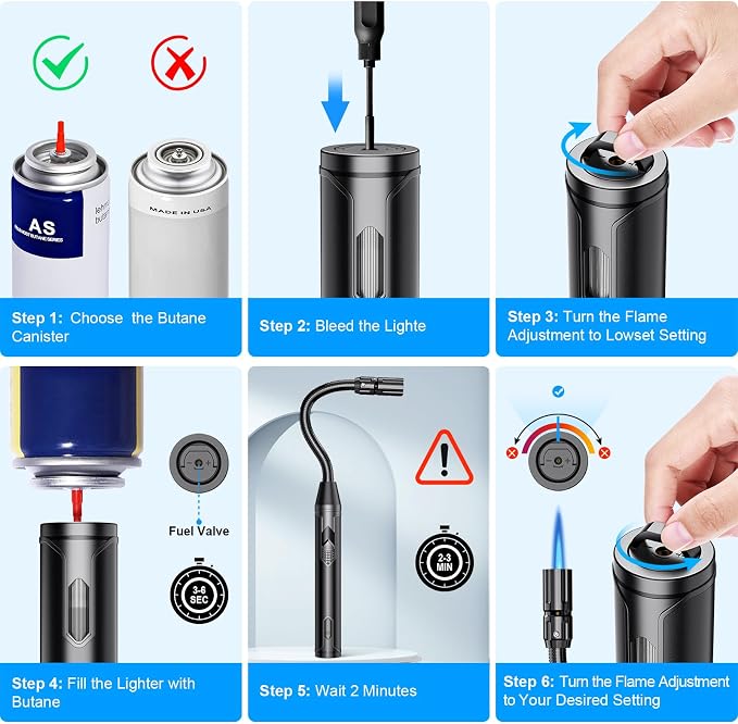 TOPKAY Torch Lighter Refillable Butane Lighter Long Flexible Neck Multipurpose Lighter for Candles Grill BBQ Fireplaces Kitchen Camping (No Prefilled)