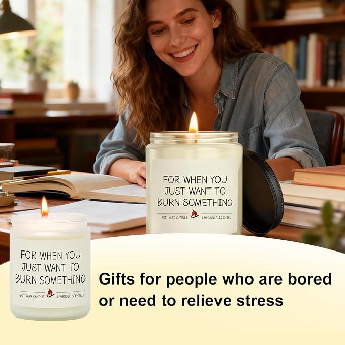 Stress Relief Gifts, Gag Gifts for Women Men, Relaxing Gift for Coworker, Boss, Work Bestie, Best Birthday Christmas Gift for Friend, Sister, Mom, Funny Lavender Scented Candles