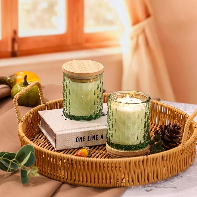 MATAHUM 2 Pack Eucalyptus & Mint Scented Candles for Home Decor, 6.5oz Natural Soy Wax Aromatherapy Jar Candles, Eucalyptus and Mint Candle for Relaxing, Birthday Housewarming Giftable for Women