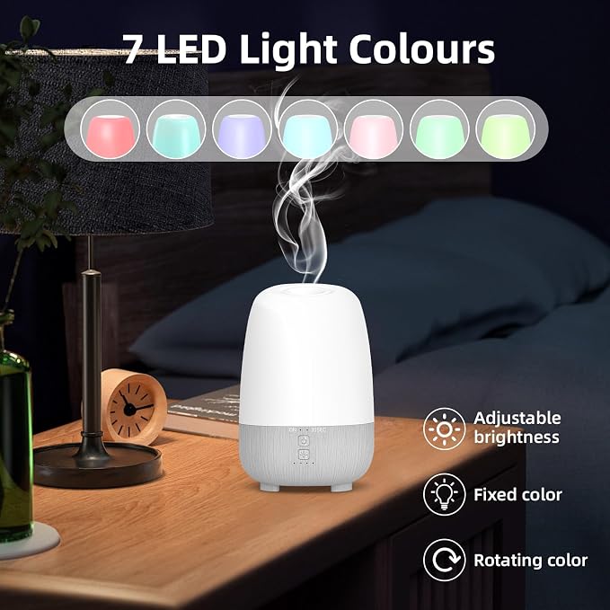 SEEDSEEL 150ML Rechargeable Battery Operated Essential Oil Diffuser, Portable Cordless Aromatherapy Diffuser,7-Hour Runtime with 7 LED Color Changing Lights for Home, Office, Bathroom, Travel