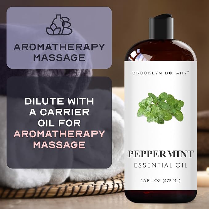 Brooklyn Botany Peppermint Essential Oil - Huge 16 Fl Oz - for Candle Making, Soap Making, Diffusers, and Aromatherapy