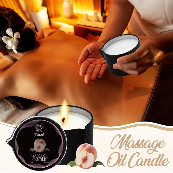3 Pack Low Temperature Massage Candle & Lotion Candle Set, Soy Wax with Jojoba & Shea Butter, Melts into Moisturizing Skin Oil for Home Spa & Relaxation, 2.35 oz - 3 Scents