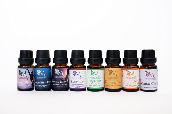 Monarch Wellness Focus Essential Oil Blend for Concentration & Clarity – Rosemary, Orange, Grapefruit, Spearmint, Clove, Bay Laurel & Fir Needle – Aromatherapy for Teachers & Classrooms (10ml)