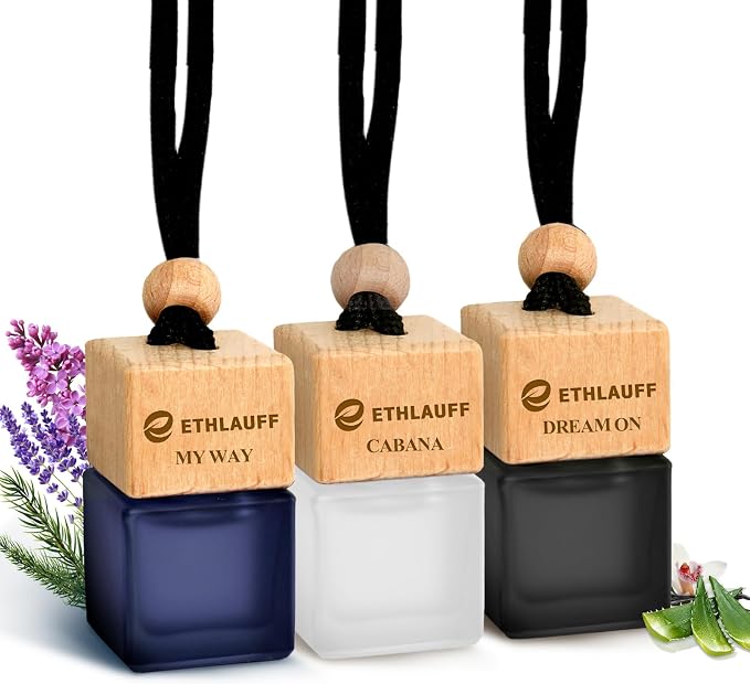Car Air Freshener 3 Pack - 1 Way, Dream On, Cabana Hotel Collection Diffuser Oil Inspired The One Hotel, Car Fresheners for Women & Men, 45+ days Long Lasting, 0.27 FL OZ/8ML