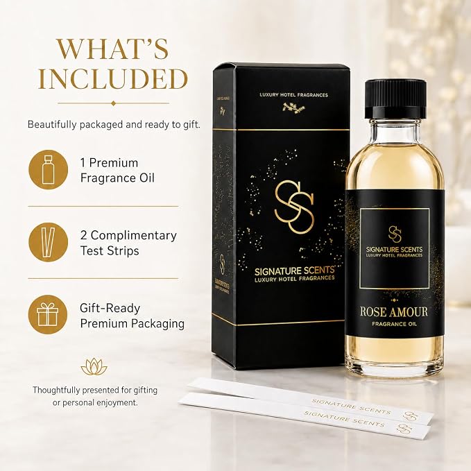 Luxury Hotel Diffuser Oil for Hotels and Homes - Aromatherapy Oils for use with an Essential Oil Diffuser at Home - Fragrance-Scent Diffuser Oil Blend (Rose Amour) 4.05fl oz (120ml)