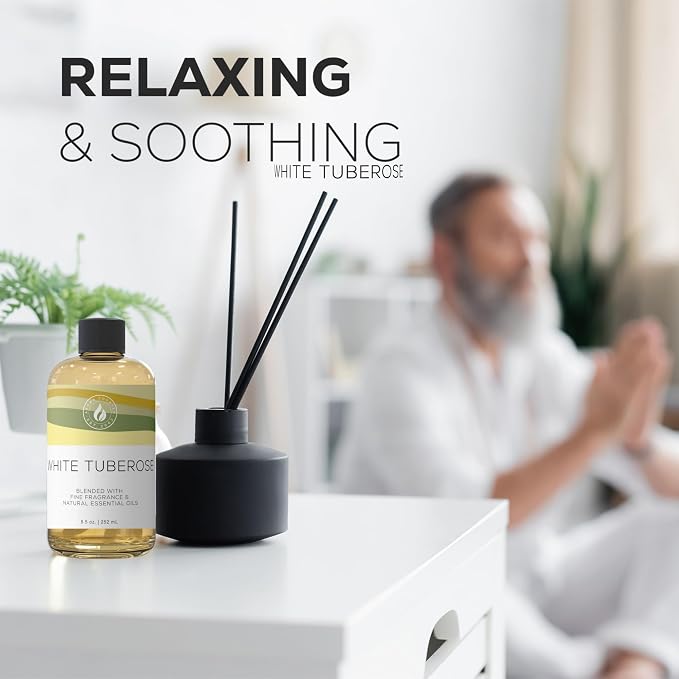 Aroma Country White Tuberose Luxury Diffuser Oil Refill & Fragrant Room Spray for Reed Diffusers, Electric Machines, and Oil Warmers (8.5 Fl. oz)