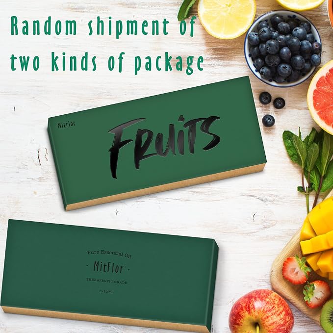 Fruit Essential Oils, MitFlor Premium Fragrance Oil for Candle Soap Making, 6x10ml, Summer Refreshing Diffuser Oil Scents, Guava, Strawberry, Passion Fruit, Apple, Fig, Pineapple