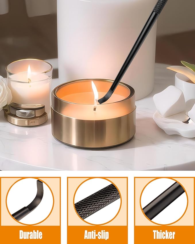 YOUTUOY 4 in1 Candle Accessory Set with Rechargeable Candle Lighter, Candle Wick Trimmer, Candle Wick Snuffer, Candle Wick Dipper, Candle Care Kit (Matte Black)