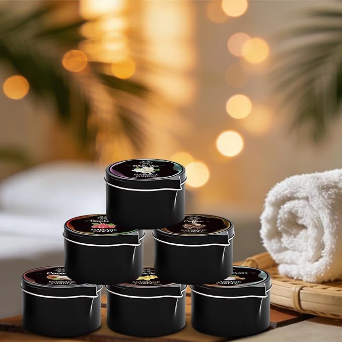 Massage Candle Set, 6 Pack Low Temperature Soy Wax Candles that Melt into Nourishing Body Oil with Jojoba & Shea Butter, Home Spa Relaxation Gift - 2.35oz, 6 Scents