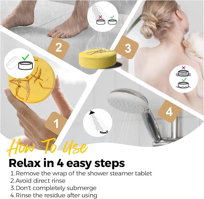 SWCANDY Shower Steamers Aromatherapy Birthday Gifts for Women Travel Essentials, 8 Pcs Lemon Mint, Bath Bombs Shower Bombs with Natural Essential Oils, Relaxation Home SPA