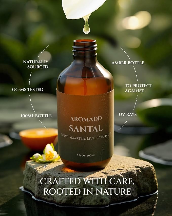Aromadd Santal Diffuser Oil Inspired by Luxury Hotel Scent, Premium Fragrance Oils for Waterless Diffuser, Warm Sandalwood & Amber Aroma, Long-Lasting Home Fragrance - 6.76 fl oz (200 mL)