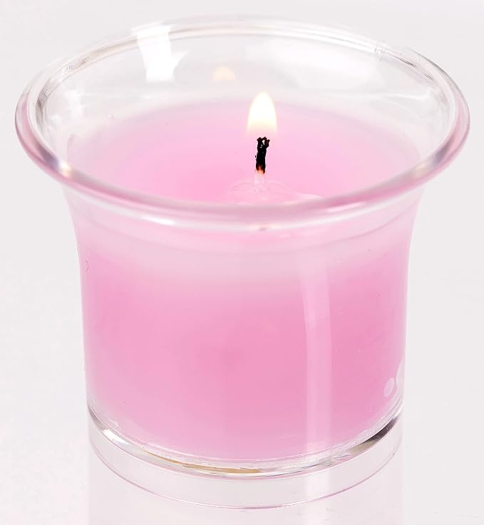 HYOOLA Clear Cup Scented Votive Candles - Magnolia - 12 Hour Burn Time - 4 Pack - European Made