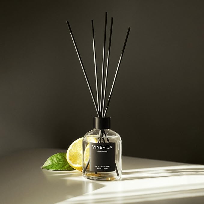 VINEVIDA Reed Diffuser Lemongrass & Ginger | Diffuser Reed for Home & Bathroom | Long-Lasting Scent Sticks Set | Oil Stick Diffuser | Bathroom Scent