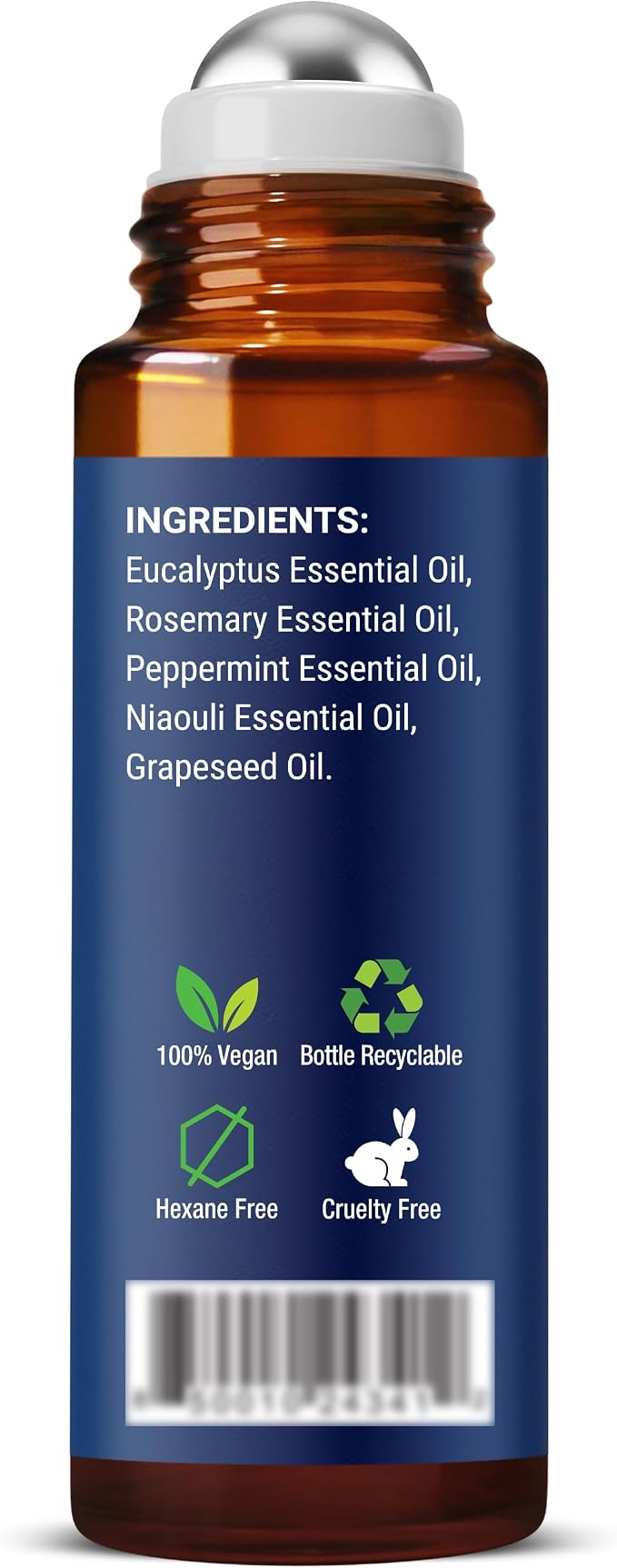 Breathe Essential Oil Roll-On 10 ml - Pure Eucalyptus, Peppermint & Rosemary Oils Blend Roller for Clear Breathing & Respiratory Support - Nexon Botanics