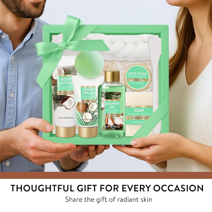 Spa Luxetique Gifts for Women 8pcs Bath and Body Works Gift Set for Women Tropical Coconut Spa Gift for Womens Birthday Gift for Womens Daughter Mom Wife Girlfriend