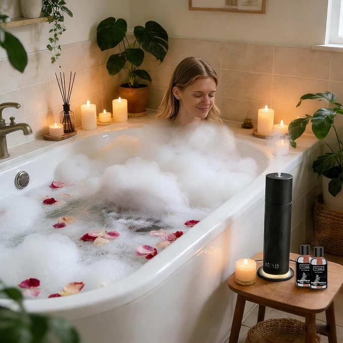Waterless Essential Oil Diffuser, Scent Air Machine for Home with Hotel Scent Oil, Covers Up to 1000 Sq.Ft, Adjustable Mist & Timer, Hotel and Commercial Use